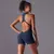Macacão curto mulher uma peça roupa Sexy oco sem costas scrunch butt esporte Macaquito para treino.