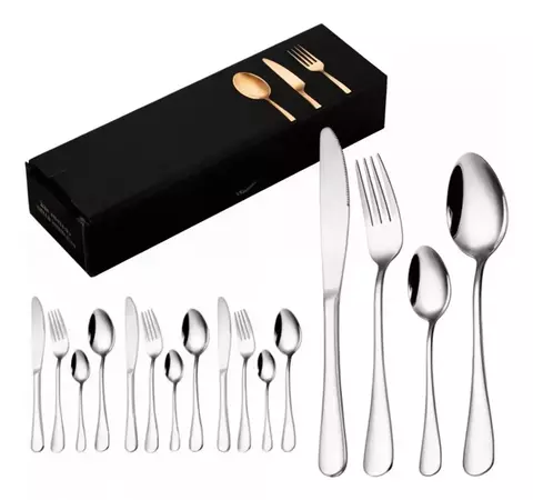 Juego Set X24 Piezas Cubiertos Acero Inoxidable Plateado - comprar online