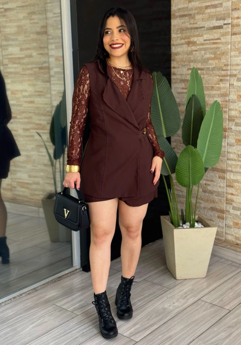 Conjunto short + colete tecido marrant Tamanho GG