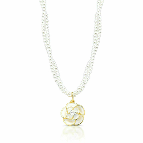 Colar Pérola Shell Duplo Camélia