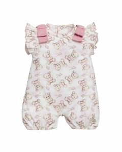 Macaquinho curto anarruga com estampa de ursa - Anjos Baby (Ref 28038) - comprar online
