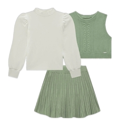 Conjunto tricot 3 peças (saia, blusa e colete) - Infanti (Ref 2807) na internet