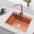 Bacha de Cocina Bowl Simple de Acero Inoxidable. Con Accesorios. Color: Gold Rose. - comprar online
