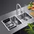 Bacha de Cocina Doble Bowl de Acero Inoxidable. Con Accesorios. Color: Gun Grey. - vorum