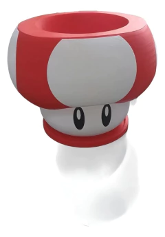 Maceta Temática - Mario Bros - Hongo Rojo Rojo Blanco Hongo Mario Bros - CRAFT3D.LP