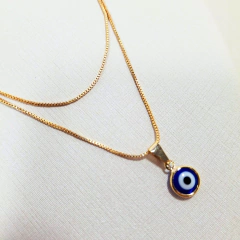1360 - Colar Duplo Olho Grego Folheado Ouro 18k - comprar online