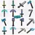45cm minecraft brinquedos jogo meu mundo design azul diamante espada machado pá - comprar online
