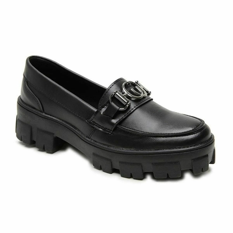 Mocassim Feminino Preto Tratorado com Corrente – Edição Fashion Street
