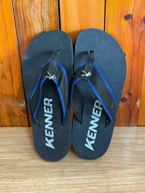 Chinelo Masculino Preto com Tiras e Detalhe Azul – Edição Energy Style