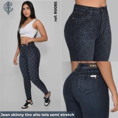 Jeans Skinny Dama Semi stretch Tiro alto 3 Pinzas Basico ref: R0085 - comprar en línea