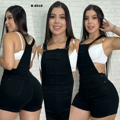 Overol Short dama jean stretch tiro alto clasico tono negro ref:B8019 - comprar en línea