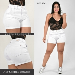 Short dama jean rigido tiro alto clasico tono blanco ref:4043 - comprar en línea