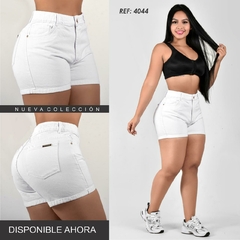 Short dama jean rigido tiro alto clasico tono blanco ref:4044 - comprar en línea