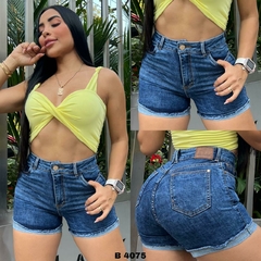 Short dama jean stretch tiro alto 1 pinza clasico tono azul grafito oscuro ref:B4075 - comprar en línea