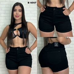 Short dama jean stretch tiro alto clasico tono negro ref:B4047 - comprar en línea