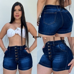Short dama jean stretch tiro alto moderno tono azul indigo ref:B4071 - comprar en línea