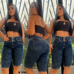 Short Torero dama jean stretch tiro alto 2 pinzas moldeador tono azul grafito oscuro ref:B339 en internet