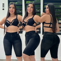 Short Torero dama jean stretch tiro alto 2 pinzas moldeador tono gris oscuro ref:B332 - comprar en línea