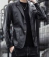 2024 novos homens de negócios jaqueta de couro casual preto/caqui moda masculin - Hakon