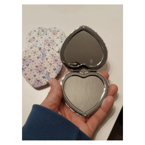 ESPEJO DE MANO CORAZON GLITTER