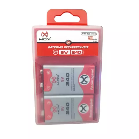 2 BATERIA RECARREGÁVEL MOX 9V 240MAH (MO‑9V240)