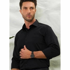 Camisa Baumgarten Slim Fit Manga Longa Preta na internet