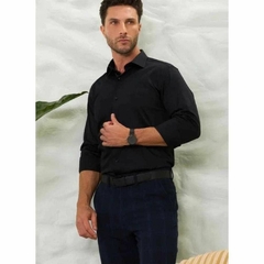 Camisa Baumgarten Slim Fit Manga Longa Preta - comprar online