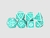 Dados de RPG - Conjunto com 7 Dados Opacos - White and Cyan Runas - comprar online