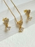 Conjunto Ponto de Luz Coração I Banhado a Ouro 18k