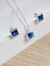 Conjunto Ponto de Luz Quadrado Azul I Prata 925