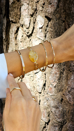 PULSEIRA DE ELOS COM PEDRA CITRINO NATURAL - comprar online