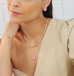 CONJUNTO DE GOTA COM PEDRA KUNZITA FUSION na internet