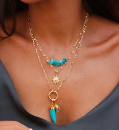 CHOKER DE PIASTRINE COM PINGENTE TURQUESA NATURAL - loja online
