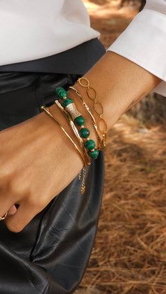 PULSEIRA COM PEDRA MALAQUITA NATURAL - comprar online