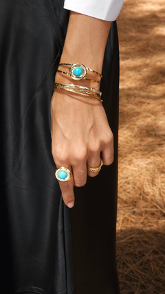 BRACELETE COM PEDRA TURQUESA NATURAL - Yabás - Elegância com Essência 