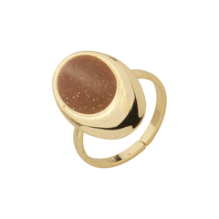 ANEL AJUSTÁVEL OVAL ESMALTADO MARROM