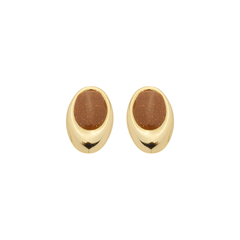 BRINCO OVAL ESMALTADO MARROM