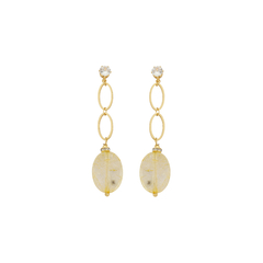 BRINCO LONGO COM PEDRA CITRINO NATURAL - Yabás - Elegância com Essência 