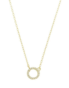 COLAR COM PINGENTE DE CÍRCULO VAZADO E ANEL CRAVEJADOS - Yabás - Elegância com Essência 