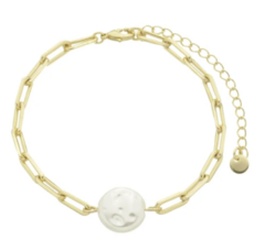 PULSEIRA DE ELOS COM PÉROLA MOEDA