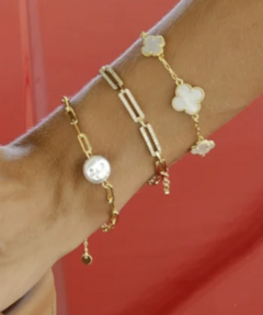 PULSEIRA DE ELOS COM PÉROLA MOEDA - comprar online