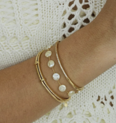 PULSEIRA ELEGANTE DE PÉROLAS MOEDAS - comprar online