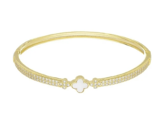 BRACELETE TREVO PEROLADO CRAVEJADO