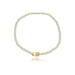 CHOKER DE PÉROLAS COM FECHO CRAVEJADO NO OURO na internet