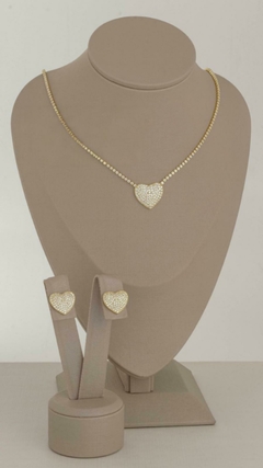 Conjunto Coração Pavê Luxo com Zircônias - Yabás - Elegância com Essência 