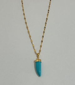 CHOKER DE PIASTRINE COM PINGENTE TURQUESA NATURAL - comprar online