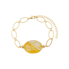 PULSEIRA DE ELOS COM PEDRA CITRINO NATURAL