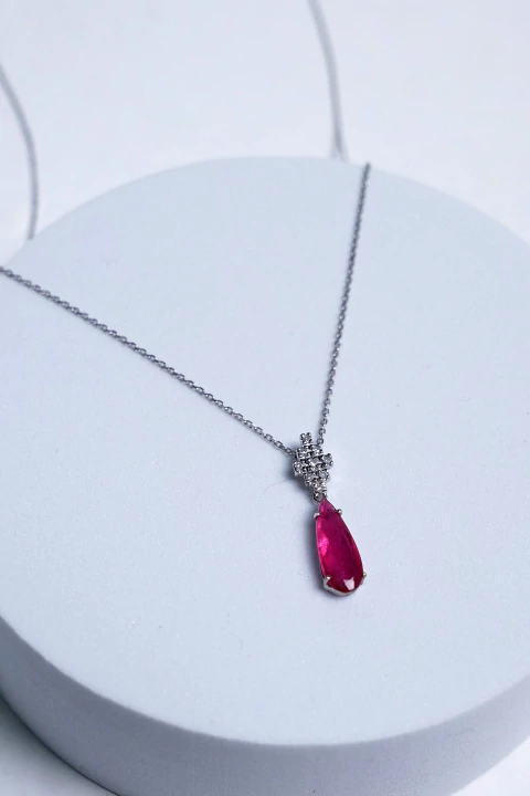 Gargantilha Gota Turmalina Rosa