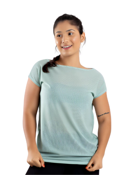 Blusa Fitness verde com Tela Powerlook - comprar online