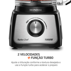 Multiprocessador Mondial MPN-01-BE 7 em 1, 1000W com Liquidificador